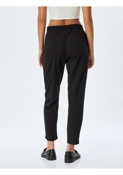 Havuç Pantolon Nervürlü Beli Lastikli Bağlamalı Krep Scuba Kumaş fırsatları