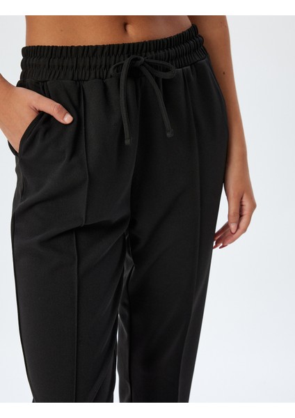 Havuç Pantolon Nervürlü Beli Lastikli Bağlamalı Krep Scuba Kumaş indirimleri