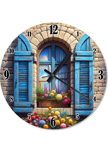 Mavi Pencere Tasarım Duvar Saati