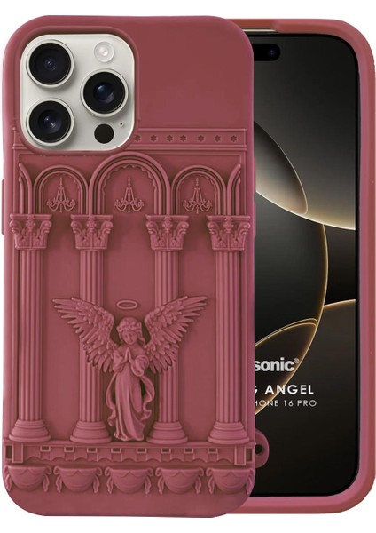 Apple iPhone 16 Pro Kılıf Praying Angel Bordo