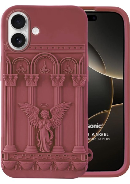Apple iPhone 16 Kılıf Praying Angel Bordo