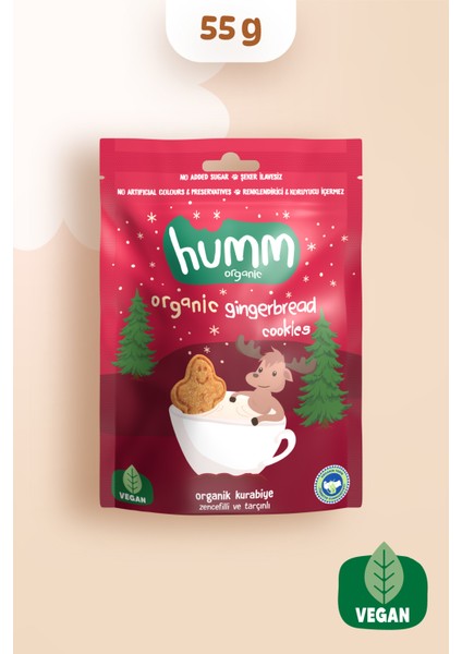 Nessiworld Humm Organik Zencefilli ve Tarçınlı Vegan Kurabiye 55 Gr