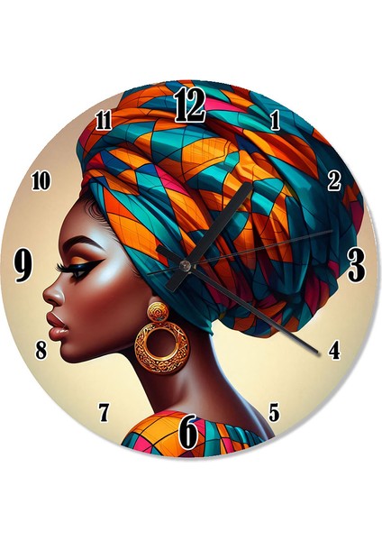 Afrikalı Kadın Analog Duvar Saati