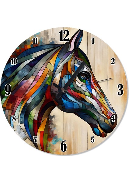 Renkli At Sessiz Duvar Saati