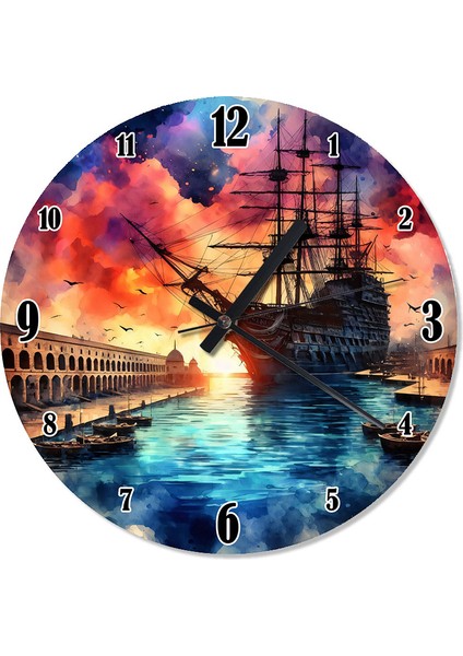 Gün Batımında Yelken Şekilli Duvar Saati