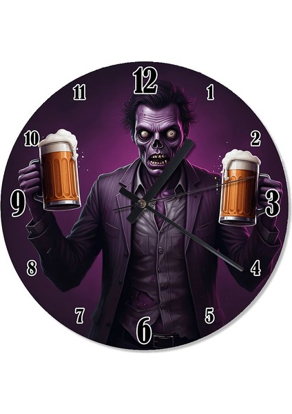 Bira Içen Zombi Retro Duvar Saati