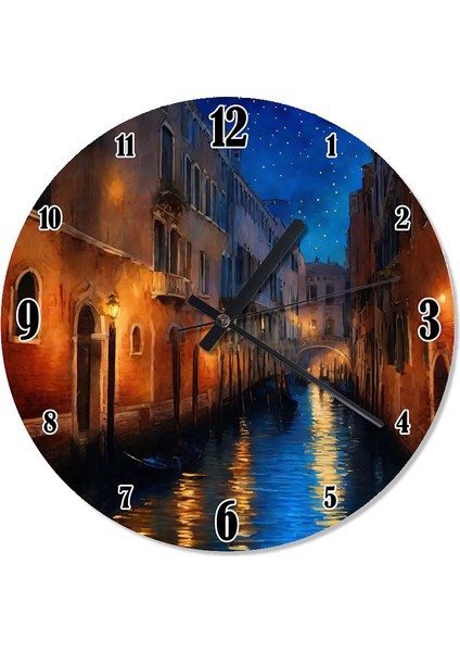 Gece Şehri Analog Duvar Saati