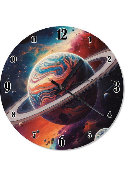 Gezegen Yolculuğu Desenli Duvar Saati
