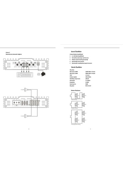 4150 Watt Reis Amfi Amplifikatör Rs-4150.4 4 Kanal Profesyonel Oto Amfi