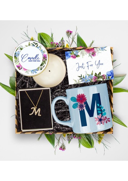 Kişiye Özel 14 Ayar Altın Harf Kolye & Kupa & Mum & Mesaj Kartı Hediye Kutusu 113322