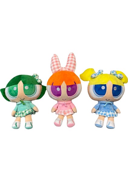 Powerpuff Girls Serisi Yaratıcı Yeni Ekose Gömlek Powerpuff Girls Karikatür Peluş Bebek (Yurt Dışından)