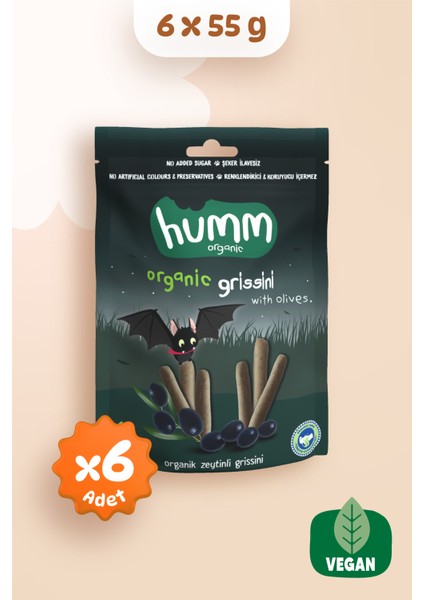 Organik Vegan Zeytinli Grissini Atıştırmalık Paketi - 6 Adet