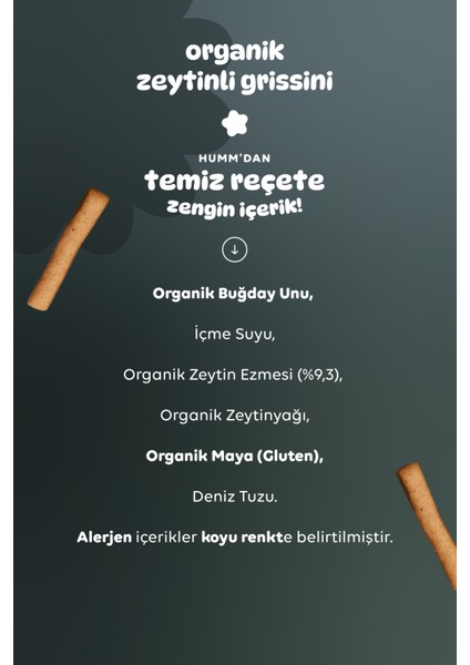 Organik Vegan Zeytinli Grissini Atıştırmalık Paketi - 6 Adet