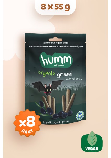 Organik Vegan Zeytinli Grissini Atıştırmalık Paketi - 8 Adet