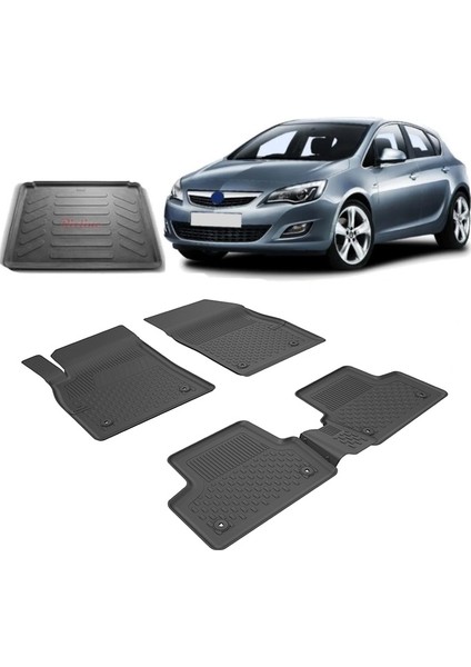 Opel Asta J Sedan 2009-2019 4.5D Sahler Paspas ve Rizline 3D Bagaj Havuzu Siyah