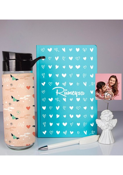 Kişiye Özel Defter Kalem Matara ve Fotoğraflı Notluk Hediye Seti 93546