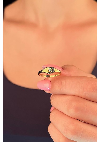 14 Ayar Altın Firuze Taşlı Yıldız Yüzük fiyatları