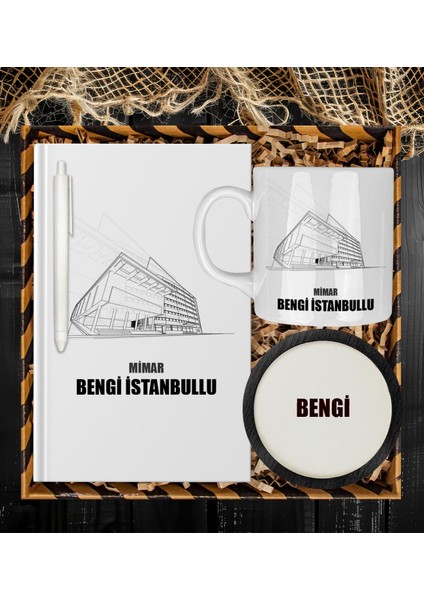 Kişiye Özel Mimar Tasarım Defter Kalem Kupa ve Bardak Altlığı Hediye 81444