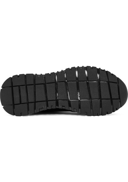 Erkek Siyah Kroko Desenli Deri Sneaker 24WFD641214