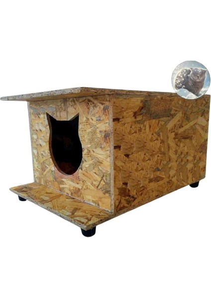 Kedi Evi Dış Ortam Uygun Ahşap Osb 47 x 36 x 25 cm - CAT42