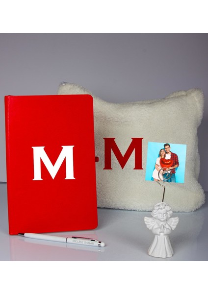 Kişiye Özel Defter Kalem Fotoğraflı Melek Notluk ve Peluş Çanta 106923