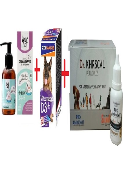Köpek Vitamin Set (Köpekler Için Balık Yağı Somon Yağı 100 ml + Köpekler Için Vitamin + D3)