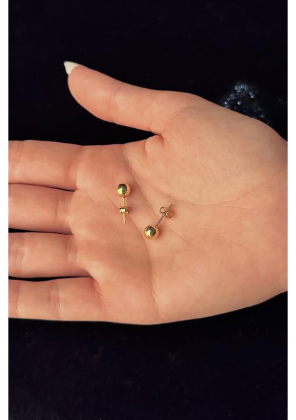 14 Ayar Altın Top Küpe 6 mm modelleri