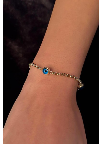 14 Ayar Altın İnce Üç Göz Detaylı Doch Bileklik