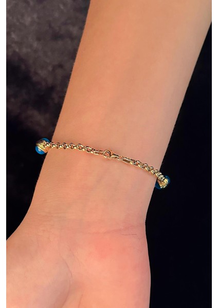 14 Ayar Altın İnce Üç Göz Detaylı Doch Bileklik fiyatları