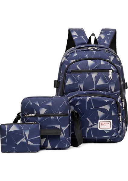 Rahat Üç Parçalı Sırt Çantası Kare Moda Baskılı Sırt Çantası Öğrenci Okul Çantası Spor Boş Zaman Çantası Seyahat Çantası (Yurt Dışından)