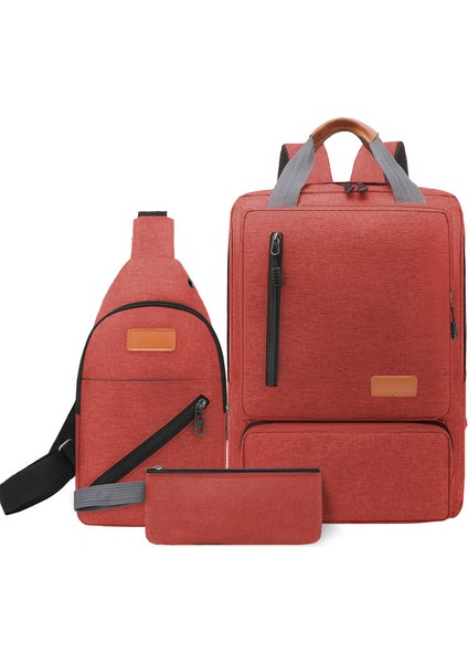 Sırt Çantası Üç Parçalı Set, Seyahat Çantası, Gündelik Unisex Öğrenci Çantası, Iş Bilgisayarı Çantası (Yurt Dışından)