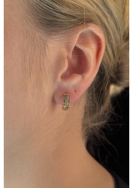 14 Ayar Altın Desenli Oyma Halka Küpe