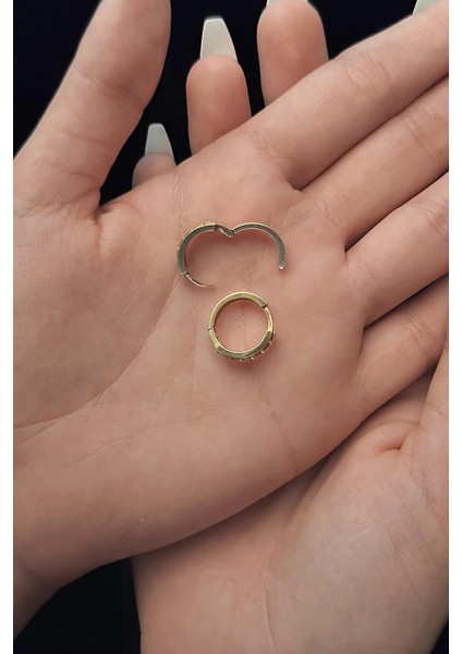 14 Ayar Altın Desenli Oyma Halka Küpe modelleri