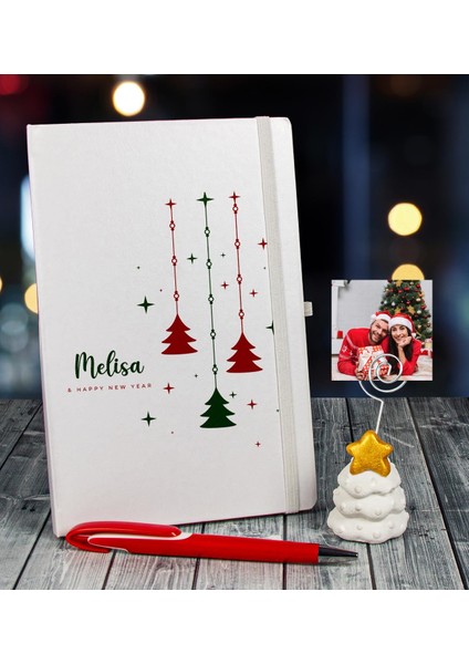 Yeni Yıla Özel Defter Kalem ve Fotoğraflı Çam Ağacı Notluk 91082