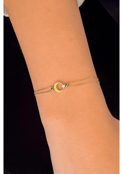 14 Ayar Altın Ay Yıldız Bileklik