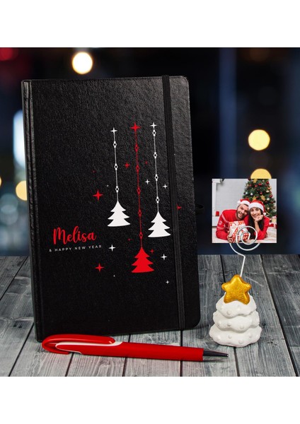 Yeni Yıla Özel Defter Kalem ve Fotoğraflı Çam Ağacı Notluk 91083