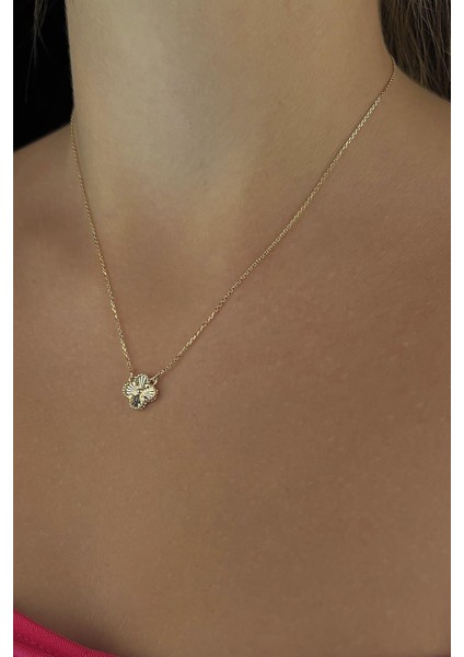 14 Ayar Altın Mini Shine Yonca Kolye
