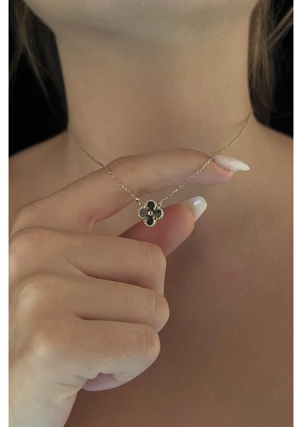 14 Ayar Altın Mini Shine Yonca Kolye modelleri