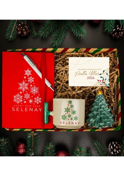 Kişiye Özel Termo Deri Defter & Latte Kupa & Çam Ağacı Konsept Yeni Yıl 112675