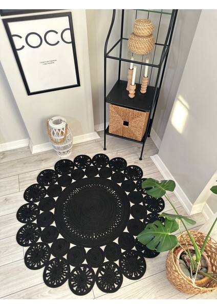 Natura El Dokuma Jüt Bohem Tarz Otantik Salon Oturma Odası Banyo Mutfak Koridor Natural Halı Pamuklu Halı