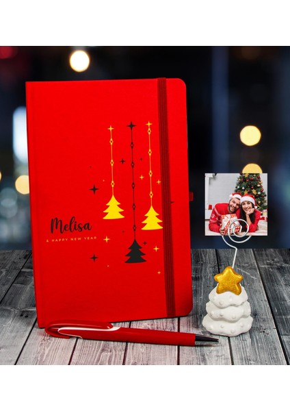 Yeni Yıla Özel Defter Kalem ve Fotoğraflı Çam Ağacı Notluk 91084
