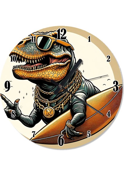 Dinozor Güneş Desenli Duvar Saati