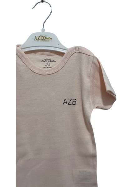 Uğurböceğiçocuk Aziz Bebe Azb Yazı Baskılı Yarım Kol Bebek Zıbın Body 1944