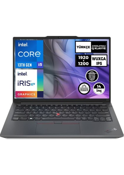 Thinkpad E14 Gen 5 Intel Core I5 1335U 24GB 256GB SSD 14" Wuxga Windows 11 Pro Taşınabilir Bilgisayar 21JL0020TX W10