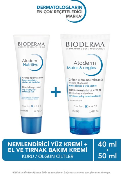 Atoderm Nutrition Çok Kuru Olgun Ciltler Besleyici Nemlendirici Yüz Kremi ve El & Tırnak Bakım Kremi