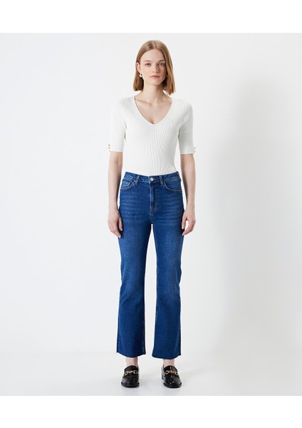 Cropped Flare Fit Jean Pantolon