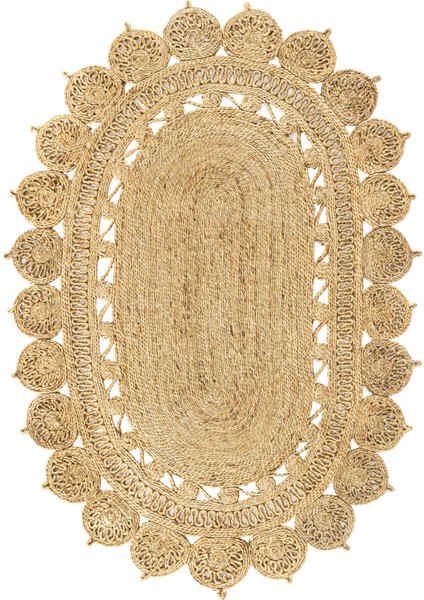 Cool Halı Stew CA-109 Natural Oval Jüt Halı El Dokuma Hasır Halı Dekoratif Jüt Örgü Halı Vintage Jüt Kilim