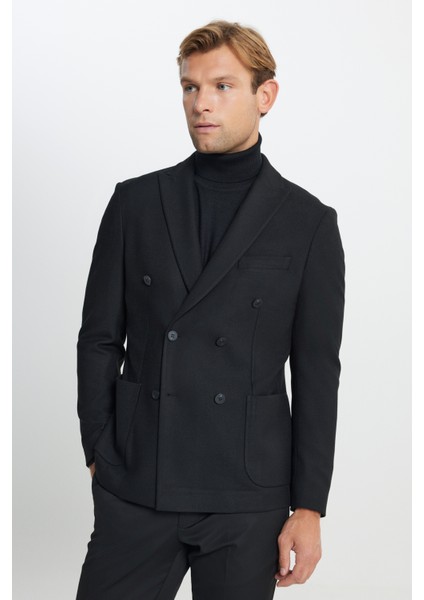 Slim Fit Dar Kesim Kırlangıç Yaka Diagonal Desenli Torba Cepli Ceket fırsatları