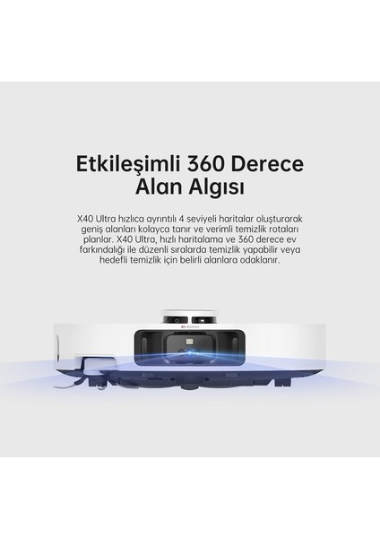 X40 Ultra_a 12.000 Pa Güçlü Emiş Premium Beyaz Robot Süpürge