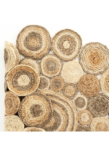 Cool Halı Stew CA-111 Beyaz Multi Yuvarlak Jüt Halı El Dokuma Hasır Halı Dekoratif Jüt Örgü Halı Jüt Kilim